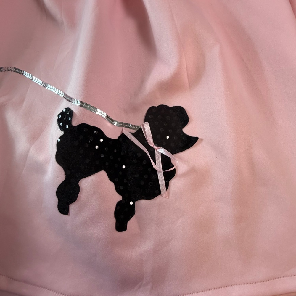 Spirit Halloween Pink Poodle Skirt 50s Sock Hop Costume Sequin Appliqué SM - Picture 7 of 8